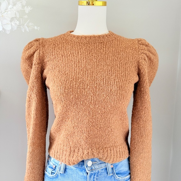 Derek Lam 10 Crosby Locken Puff Sleeve Sweater in Camel, Sz S - Picture 3 of 8